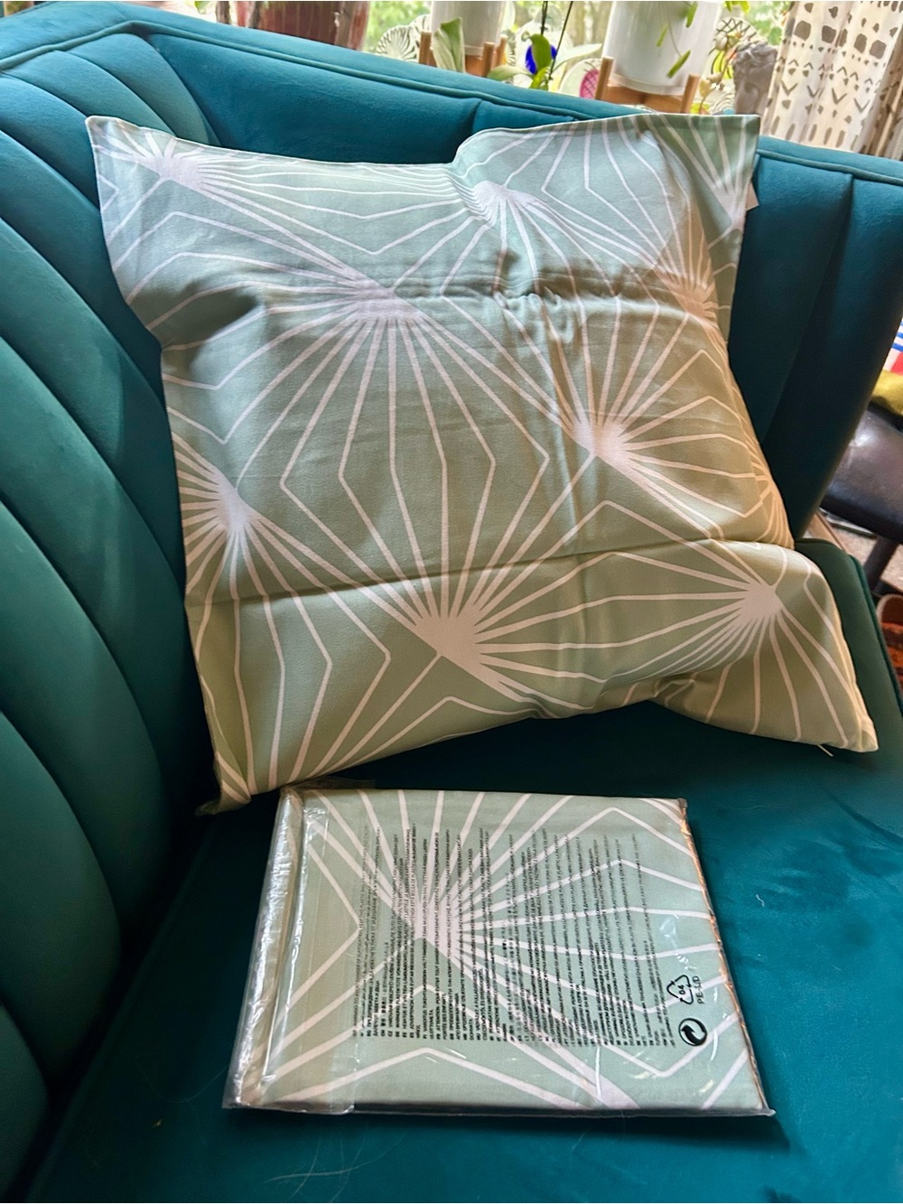 H&M Mint Green and White Geometric Accent Pillow Covers, set of 2 NEW